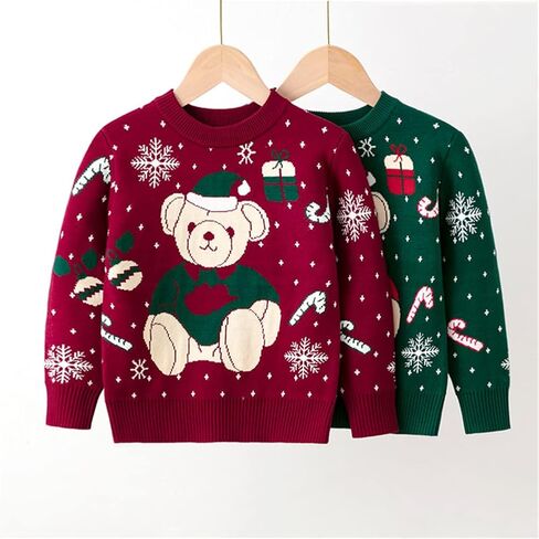 LittleSpring Little Boys Girls Ugly Christmas Sweater Crewneck Knit Cute Pullover in Saudi Arabia