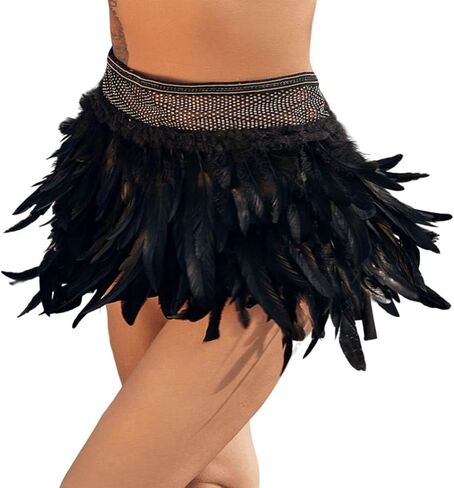 تنورة نسائية من الريش الصناعي من Victray، تنورة سوداء بطبقات، تنورة قصيرة للحفلات والمهرجانات in Kuwait