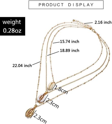 البوهيمي البحر شل قلادة المختنقون القلائد متعدد الطبقات، أبيض، حجم لا حجم in Kuwait