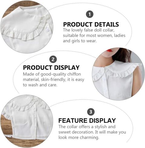 KESYOO Fake Collar Sweet Chiffon Doll Collar Half Shirts Collar Costume Collar White False Collar Women Girls in Saudi Arabia