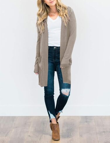 MEROKEETY Women's Long Sleeve Basic Knit Cardigan Ribbed Open Front Sweater in Saudi Arabia