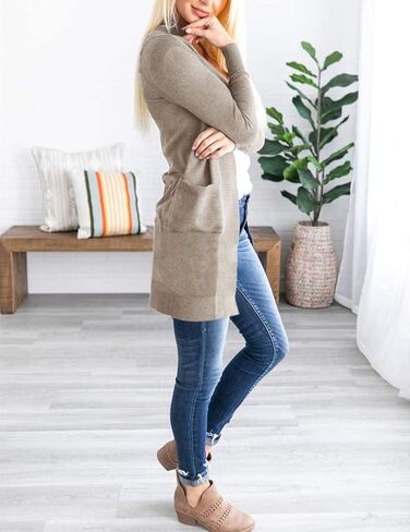 MEROKEETY Women's Long Sleeve Basic Knit Cardigan Ribbed Open Front Sweater in Saudi Arabia