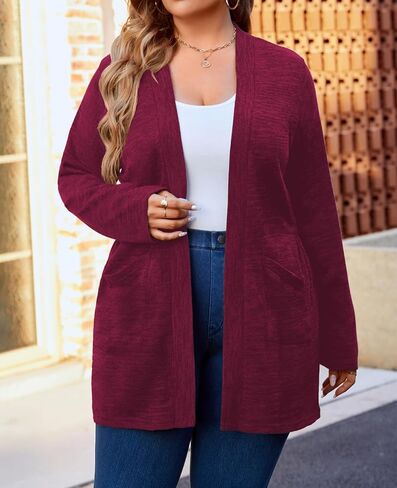 سترة نسائية من QUALFORT بمقاس كبير وأكمام طويلة مع جيوب in Kuwait