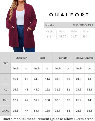 سترة نسائية من QUALFORT بمقاس كبير وأكمام طويلة مع جيوب in Kuwait