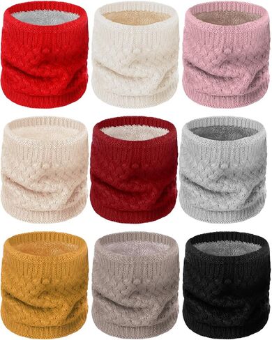 Liitrsh Winter Neck Warmer Double Layer Fleece Lined Knit Circle Neck Scarf Infinity Scarf for Women Soft Neck Gaiter Windproof Scarves Gifts for Women Men in Saudi Arabia
