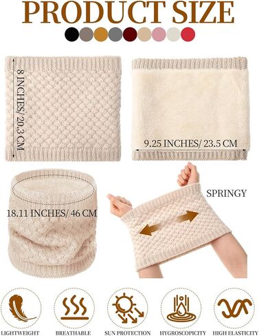 Liitrsh Winter Neck Warmer Double Layer Fleece Lined Knit Circle Neck Scarf Infinity Scarf for Women Soft Neck Gaiter Windproof Scarves Gifts for Women Men in Saudi Arabia