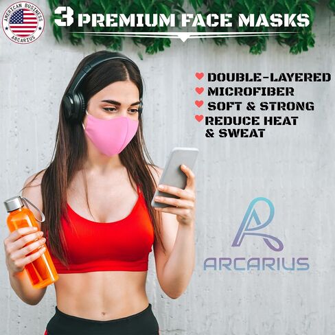 Arcarius Reusable Protective Face Mask, Washable with Adjustable Ear Straps, Breathable Comfort for Adult, Teen, Big Kid, USA in Saudi Arabia