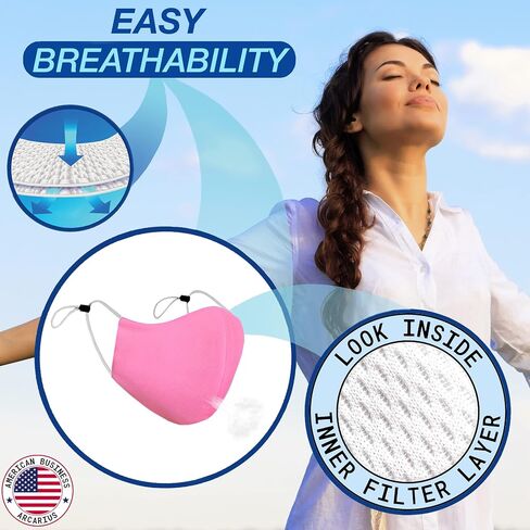 Arcarius Reusable Protective Face Mask, Washable with Adjustable Ear Straps, Breathable Comfort for Adult, Teen, Big Kid, USA in Saudi Arabia