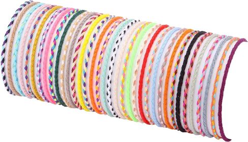 Svovin 36 Pcs Handmade Braided Friendship Bracelet for Men Women Muticolor Adjustable Wrap Rope String Wrist Cord Bohemian Bracelet Jewelry Unisex Gifts-Party Favors in Saudi Arabia