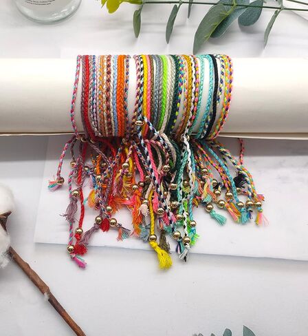 Svovin 36 Pcs Handmade Braided Friendship Bracelet for Men Women Muticolor Adjustable Wrap Rope String Wrist Cord Bohemian Bracelet Jewelry Unisex Gifts-Party Favors in Saudi Arabia
