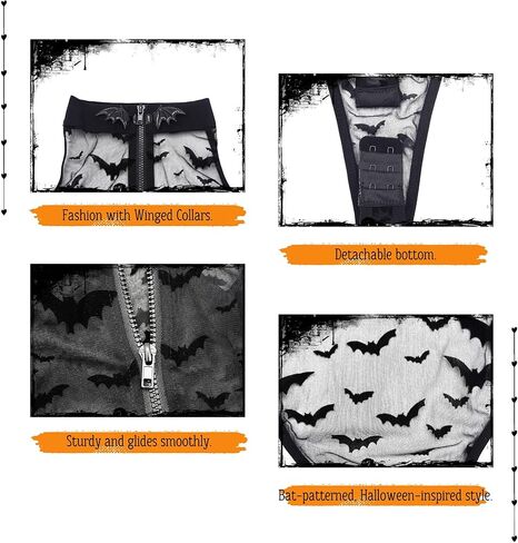 ملابس داخلية نسائية من ADEMISHIA مصنوعة من الدانتيل باللون الأسود مع حزام رباط وطباعة الشيطان الصغير ورقبة وهمية بدون ظهر من قطعة واحدة in Kuwait