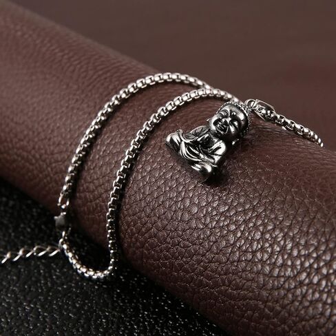 HZMAN Vintage Stainless Steel Tibetan Amitabha Buddha Pendant Mala Prayer Buddhist Necklace Lucky Amulet in Kuwait
