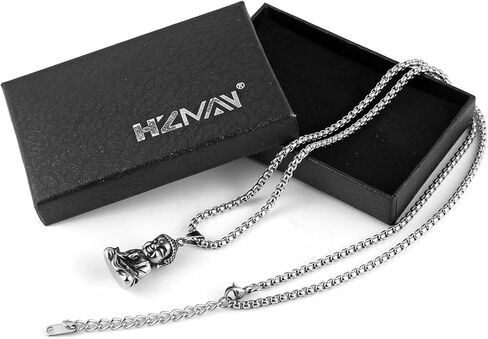 HZMAN Vintage Stainless Steel Tibetan Amitabha Buddha Pendant Mala Prayer Buddhist Necklace Lucky Amulet in Kuwait