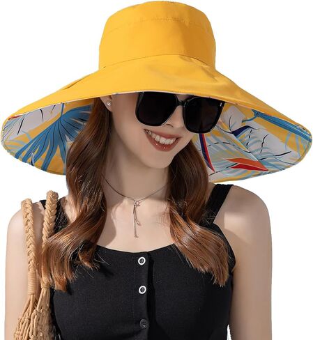 قبعة شمسية نسائية ذات حافة كبيرة يمكن ارتداؤها على الوجهين، قبعة شاطئ صيفية للحماية من الشمس in Kuwait