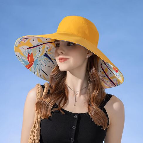 قبعة شمسية نسائية ذات حافة كبيرة يمكن ارتداؤها على الوجهين، قبعة شاطئ صيفية للحماية من الشمس in Kuwait