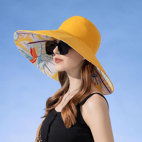 قبعة شمسية نسائية ذات حافة كبيرة يمكن ارتداؤها على الوجهين، قبعة شاطئ صيفية للحماية من الشمس in Kuwait