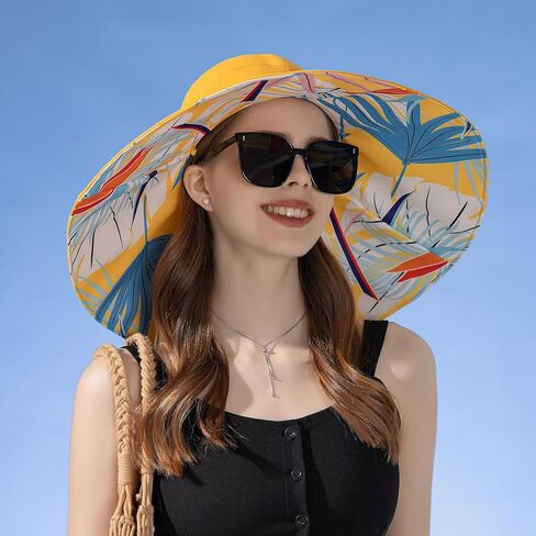 قبعة شمسية نسائية ذات حافة كبيرة يمكن ارتداؤها على الوجهين، قبعة شاطئ صيفية للحماية من الشمس in Kuwait