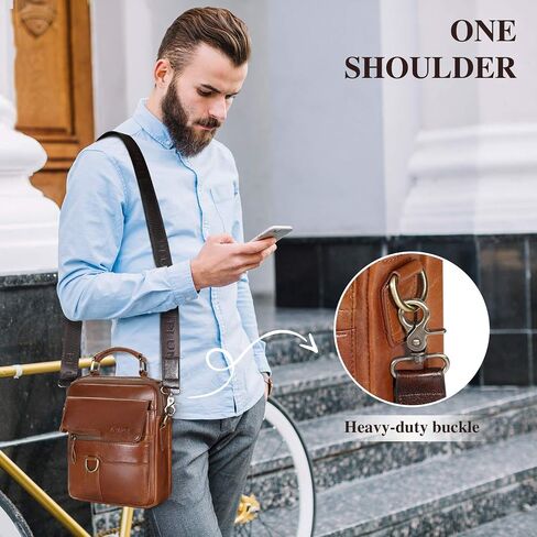 BAIGIO Men's Genuine Leather Shoulder Bag Messenger Briefcase CrossBody Handbag Satchel Travel bag in Kuwait