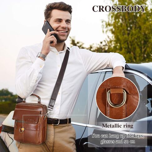 BAIGIO Men's Genuine Leather Shoulder Bag Messenger Briefcase CrossBody Handbag Satchel Travel bag in Kuwait