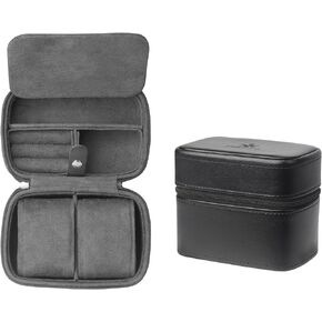KOSMCCO Watch Travel Case - 2 Slot Watch Case with Soft Lining and Accessories Compartment, Gift for Watch Lovers (Black & Slate)