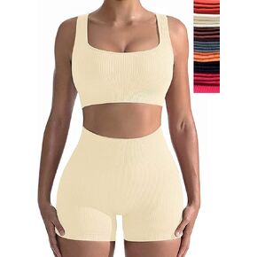 niyokki Workout Sets for Women Seamless Crop Tops Leggings Matching 2 Pieces Outfits Two Piece Yoga Workout Outfits in Kuwait