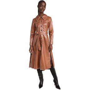 A.W.A.K.E. MODE Women's Faux Leather Belted Coat with Multi Panels in Kuwait