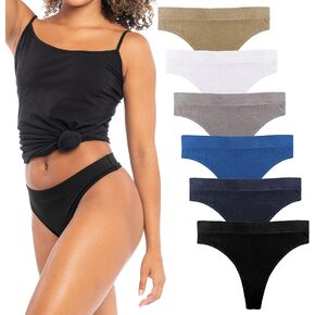 Sexy Basics Women's Sport Thong Panties | Workout Flex Bikini Hi Waist Underwear - Multi Packs