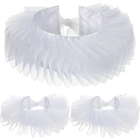 Geyoga Renaissance Collar and Cuff Set Victorian Costume Halloween Cosplay Accessories Wrist Cuffs Ruffled Neck Collar in Saudi Arabia