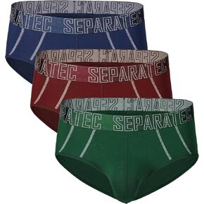 Separatec Men's Underwear Briefs Moisture Wicking Bamboo Rayon Comfortable Soft Dual Pouch Briefs for Men 3 Pack