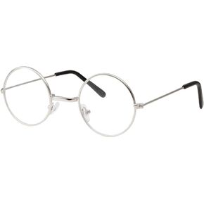grinderPUNCH Kids Size Non-Prescription Glasses Round Circle Frame Clear Lens Costume (Age 3-10) Silver in Kuwait