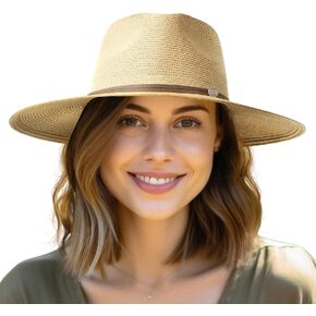 قبعة شمس بنما سترو للنساء والرجال، قبعة فيدورا واسعة الحواف قابلة للطي للسفر، قبعة صيفية للشاطئ بالأشعة فوق البنفسجية بعامل حماية من الأشعة فوق البنفسجية 50+ in Kuwait