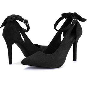 Fashare Womens High Heels Bow Tie Back Sexy Stiletto Ankle Strap Wedding Dress Pumps Shoes in Kuwait