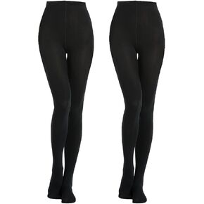 MANZI 2 Pairs 400D Women's Black Thermal Warm Winter Fleece Tights