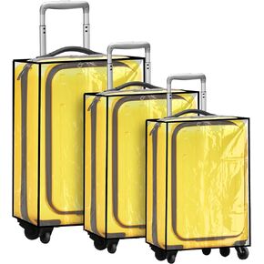 3 Pieces Clear Luggage Cover PVC Suitcase Luggage Cover Protector Waterproof Cover for Luggage Cover (Black Border, Left Opening Style)