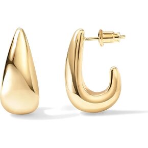 PAVOI 14K Gold Plated Sterling Silver Post Statement Huggie Earrings | Gold Dome Hoop Earrings for Women