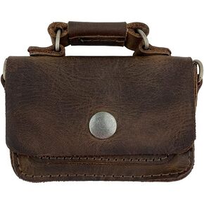 Hide & Drink, Leather Mini Briefcase Card Holder, Holds Up to 10 Cards Plus Folded Bills, Case, Cash Organizer, Accessories, Handmade (Bourbon Brown)