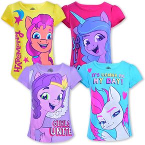 مجموعة تي شيرت My Little Pony Girl مكونة من 4 قطع بأكمام قصيرة ووحيد القرن
