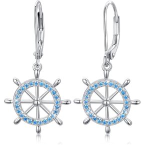 Nautical Drop Earrings 925 Sterling Silver Anchor/Compass/Rudder Studs Earrings Oceans Sailor Earrings Nautical Jewelry Gifts for Women Girls Friends in Kuwait