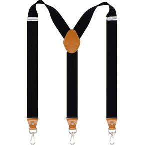 Doloise Mens Suspenders with 3 Swivel Hooks Belt Loops 1.4 Inch Wide Heavy Duty Adjustable Braces