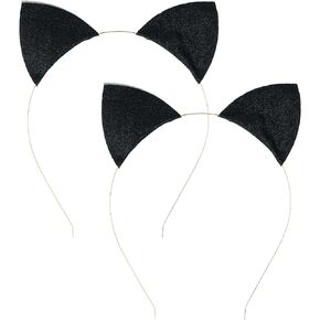 WLLHYF 2 Pcs Glitter Cat Ears Headband, Halloween Cat Ears Hair Hoops Cute Ear Headpiece Hair Accessories for Woman Hairband Cosplay in Kuwait