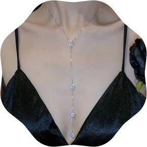 wekicici Long Rhinestone Necklace Y Teardrop Necklace Sparkly Crystal Tassel Pendant Long Chain Silver Necklace for Women Girls in Saudi Arabia