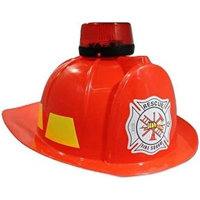 Fire Chief Fireman Fighter Helmet Red Hat with Siren Light Costume
