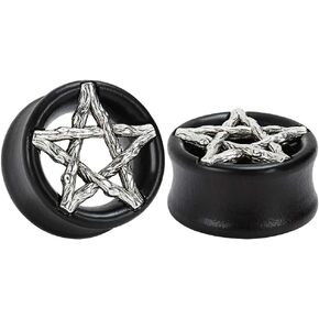 TBOSEN 2 أو 4 قطعة من خشب الجمجمة العتيقة مزدوجة متوهج الأذن التوصيل السرج العضوي الأسود أرينغ اللحم الأنفاق مقاييس 0 جرام - 1 بوصة in Kuwait