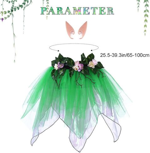 تنورة نسائية من Victray مع آذان قزم وطبقات من التنانير الزهرية وتنورة أوراق الزهور للحفلات زي تنورات قصيرة in Kuwait