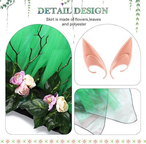 تنورة نسائية من Victray مع آذان قزم وطبقات من التنانير الزهرية وتنورة أوراق الزهور للحفلات زي تنورات قصيرة in Kuwait