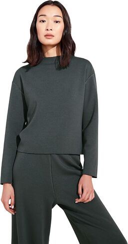 Eberjey Reversible Plush The Funnel Neck Pullover for Women - Long Sleeves and Raw Edge Hem, Cosy and Comfortable Top in Saudi Arabia