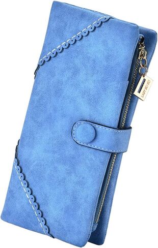 Women Vegan Leather Wallet Bifold Clutch Large Capacity Card Organizer Buckle Long Purse for Girls Candy Color in Kuwait