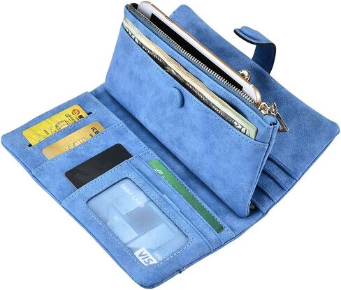 Women Vegan Leather Wallet Bifold Clutch Large Capacity Card Organizer Buckle Long Purse for Girls Candy Color in Kuwait