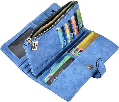 Women Vegan Leather Wallet Bifold Clutch Large Capacity Card Organizer Buckle Long Purse for Girls Candy Color in Kuwait