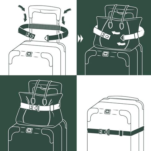 2-in-1 Luggage Straps for Carry On, Tuegher Elastic Add a Bag Bands, Hand-Free Luggage Bungee, Adjustable and Portable Belt with Alloy Buckles for Second Bag, Tote, Secure Suicase (Black) in Kuwait